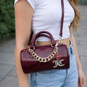 Juicy Couture Wine Mini Bag with Gold Chain